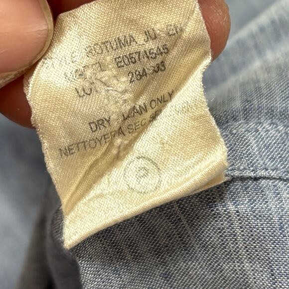 Theory Rotuma Linen Blend Chambray Button Up Shirt Men's Large Minimalist - Picture 8 of 10